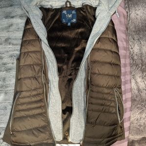 cute army green grey hooded vest